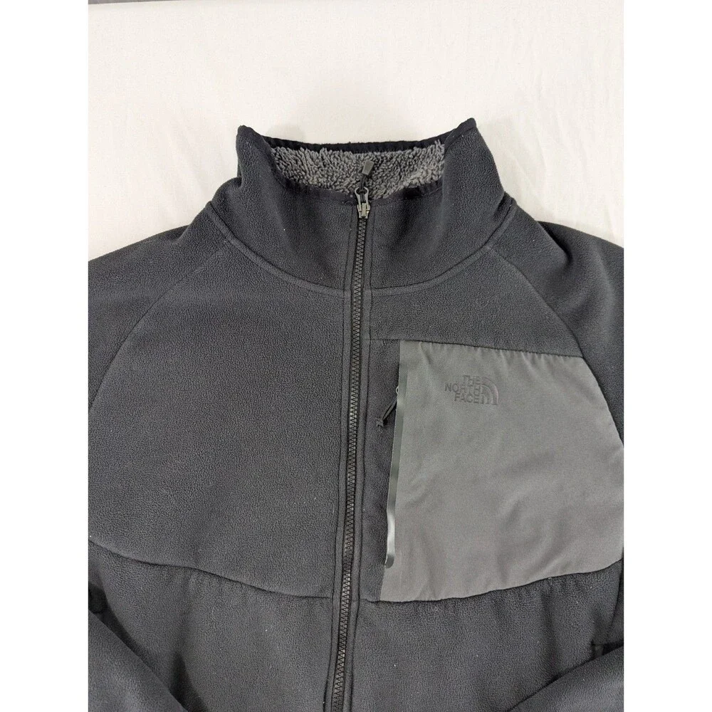 The North Face Black Sweater Jacket Mens XL Extra Large Faux Fur Long Sleeve